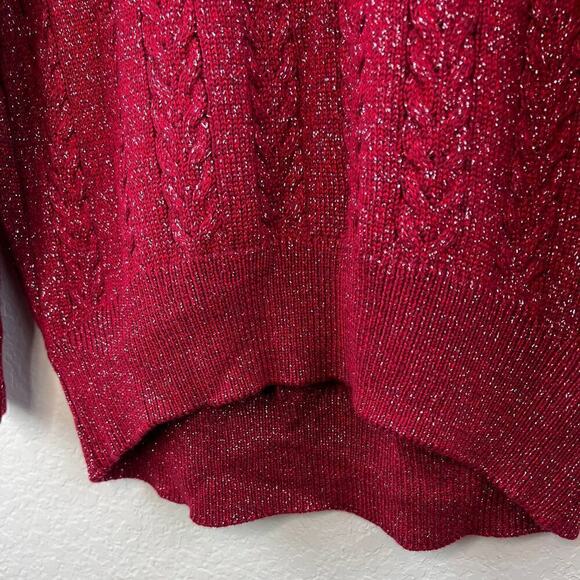 Athleta Crossroads Crew Neck Sweater in Decadent Red Metallic Size Medium - Picture 4 of 7